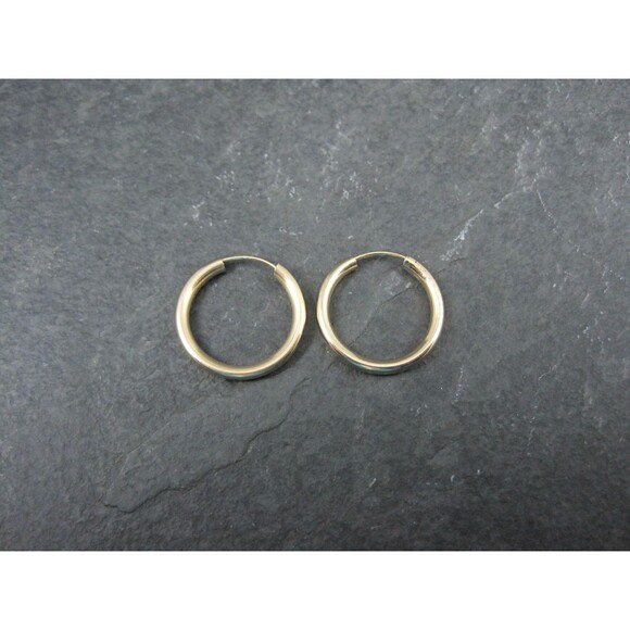 3/4" Gold Hoop Earrings 19mm 14K Gold Filled New Old Stock - Picture 7 of 9